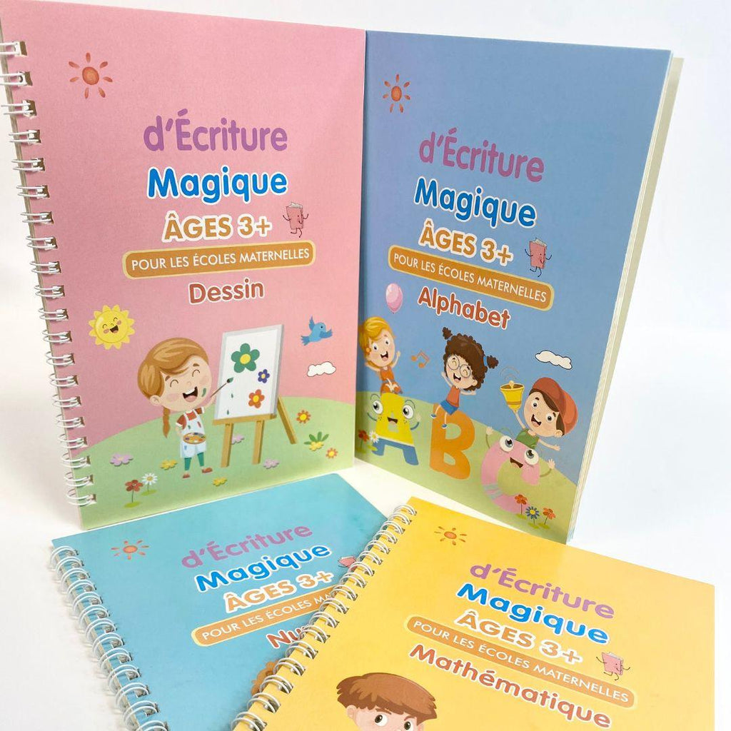Generic Pack 4 livres Réutilisable magique pour enfants, cahier d'écriture  Age 3 ans à prix pas cher